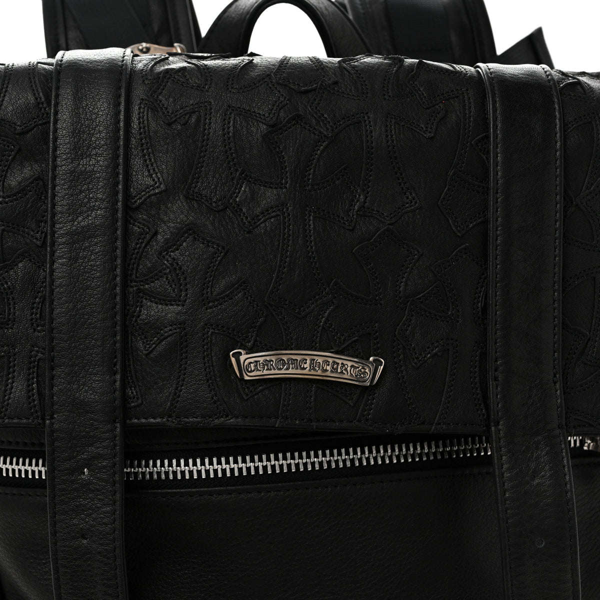 Calfskin Cross Patch Moto Backpack Black