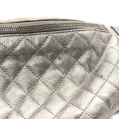 Chanel Metallic Goatskin Quilted Banane Waist Bag Fanny Pack Silver 12 of 13