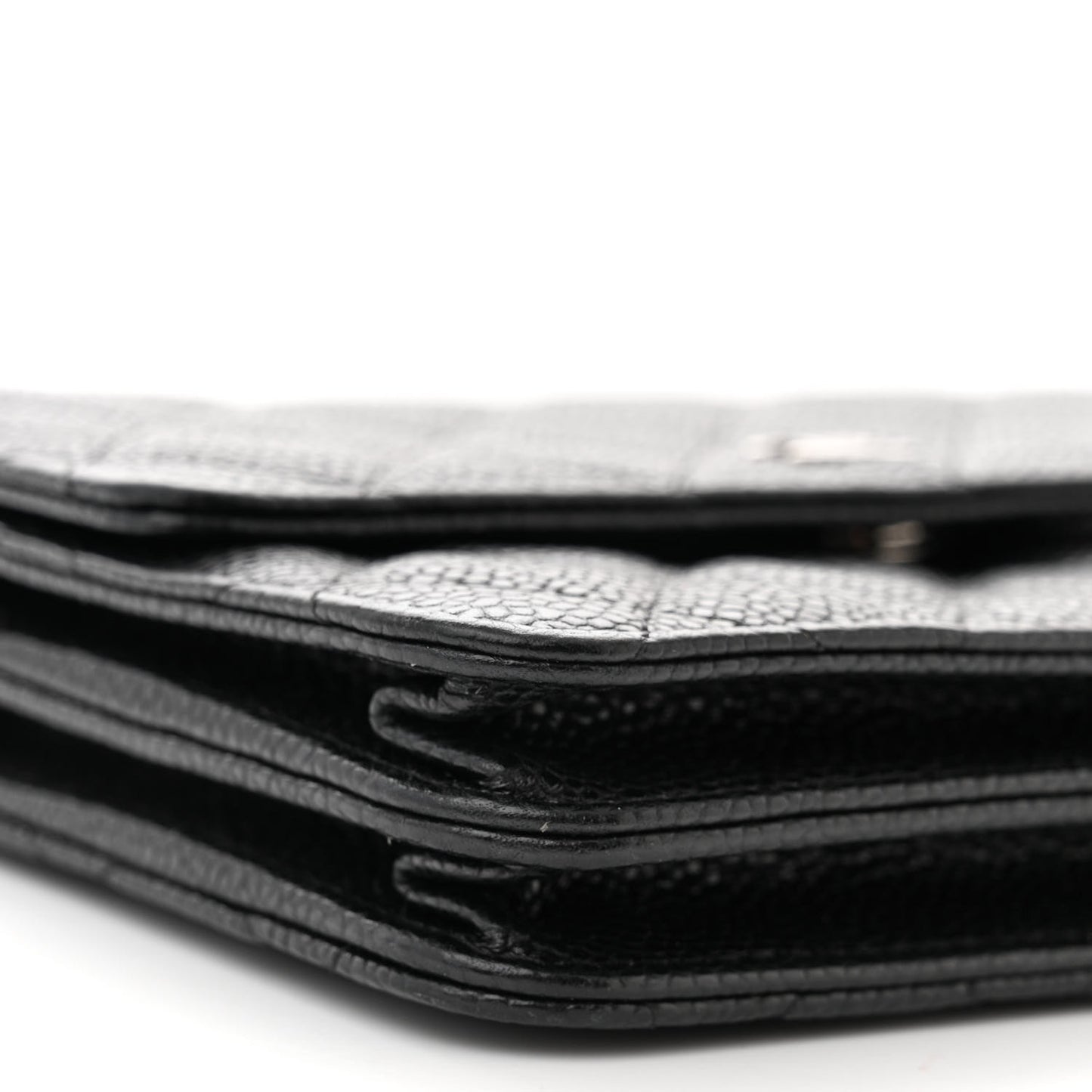 Caviar Quilted Square Wallet On Chain WOC Black