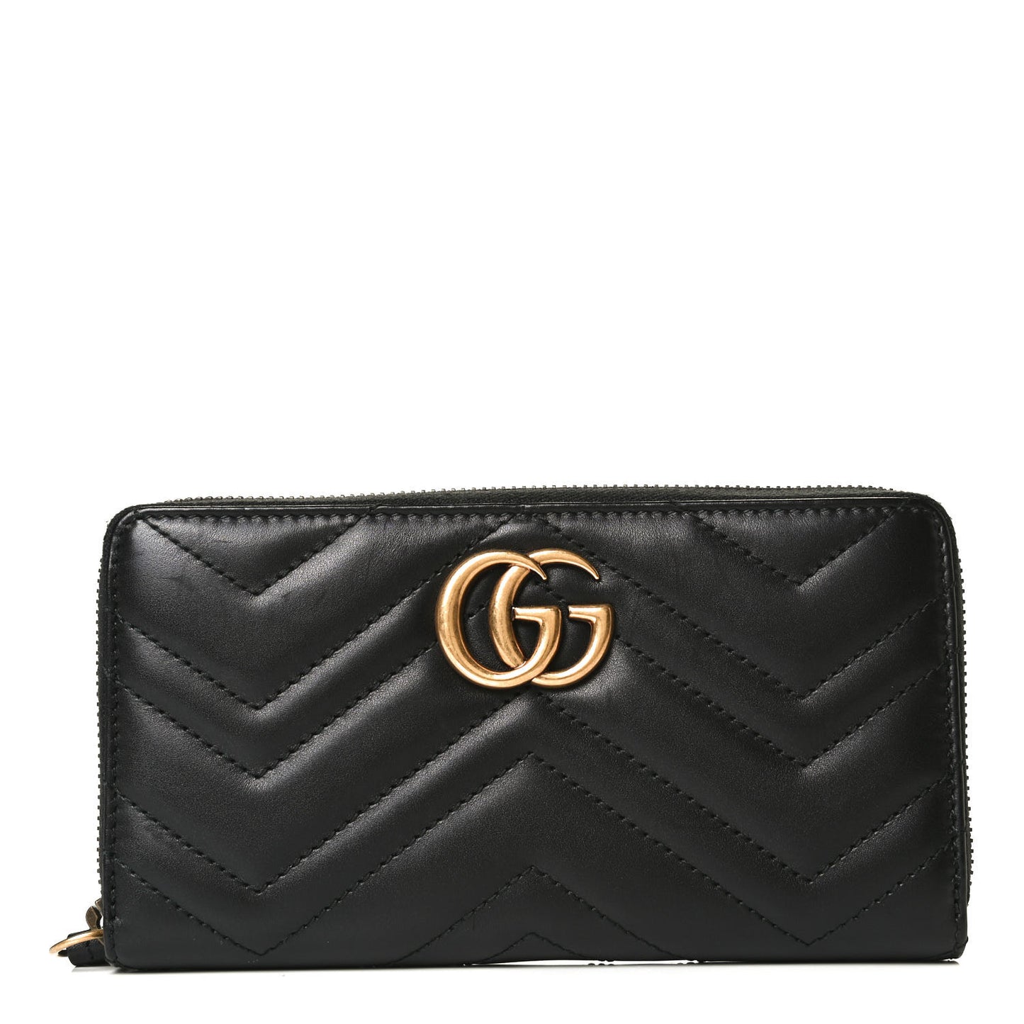Calfskin Matelasse GG Marmont Zip Around Wallet Black