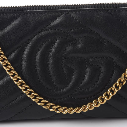 Gucci Calfskin Matelasse Mini GG Marmont Chain Bag Black 5 of 8