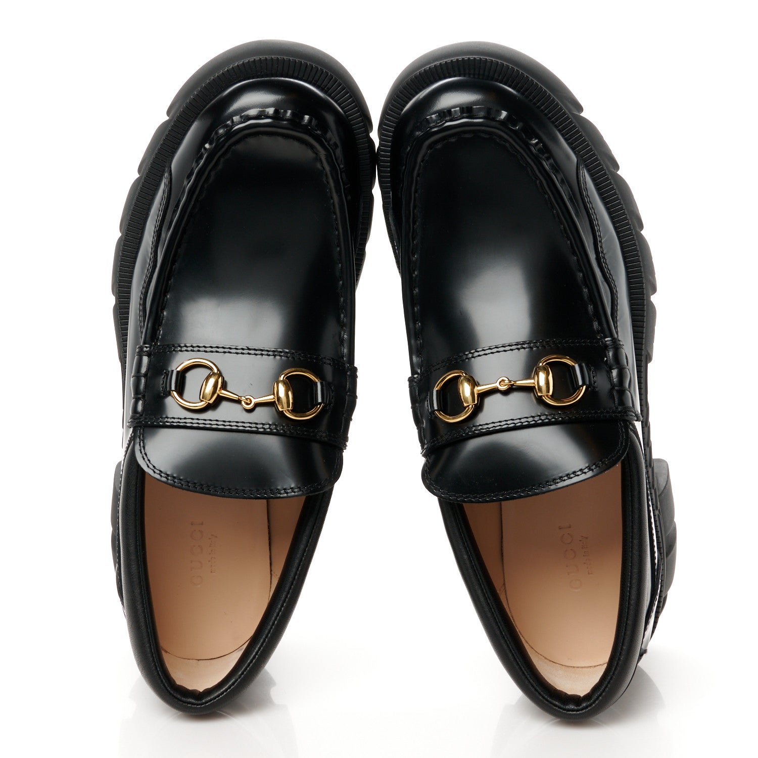 Gucci Magnum Calfskin Nappa Samoa Womens Horsebit Platform Chunky Lug Sole 40mm Loafers 40.5 Black 2 of 11