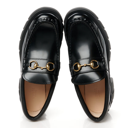 Gucci Magnum Calfskin Nappa Samoa Womens Horsebit Platform Chunky Lug Sole 40mm Loafers 40.5 Black 2 of 11