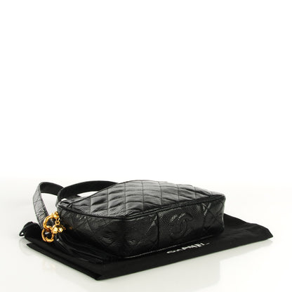 Chanel Lizard Quilted Small Tassel Camera Case Black 4 of 16
