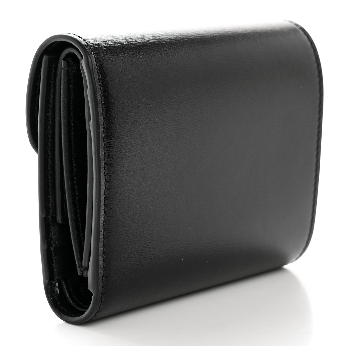 Shiny Calfskin Small Triomphe Wallet Black