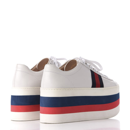 Gucci Calfskin Peggy Platform Sneakers 38 White 4 of 9