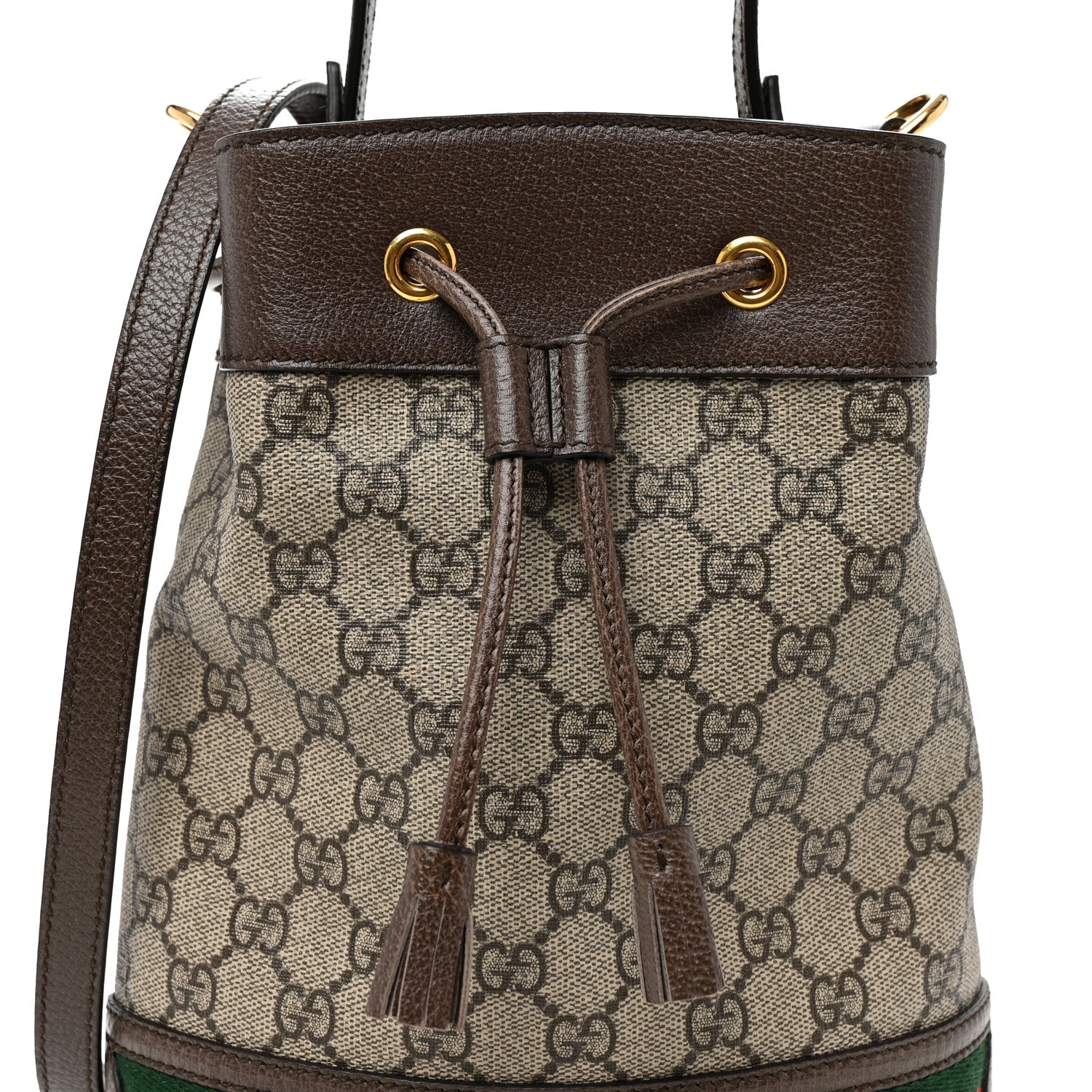 Gucci GG Supreme Monogram Web Small Ophidia Bucket Bag Brown 8 of 10