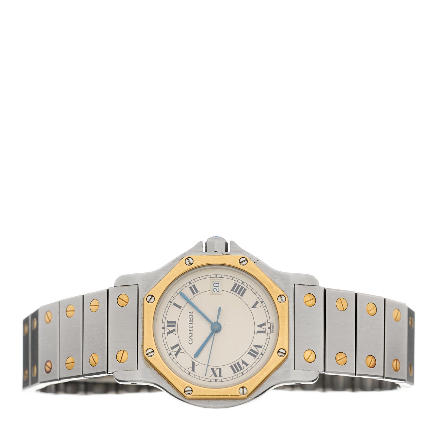 Stainless Steel 18K Yellow Gold 29mm Santos Octagon Quartz Watch