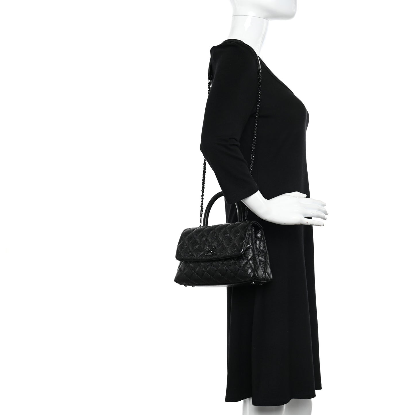 Caviar Quilted Mini Coco Handle Flap So Black
