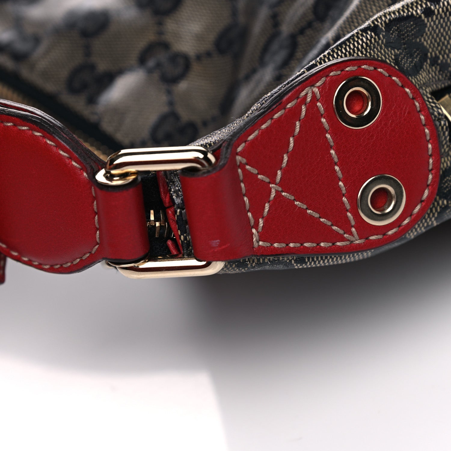 Gucci Crystal Monogram Voyager Hobo Navy Red 7 of 8