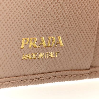 Prada Saffiano Small Triangle Bi-Fold Wallet Cipria 6 of 6