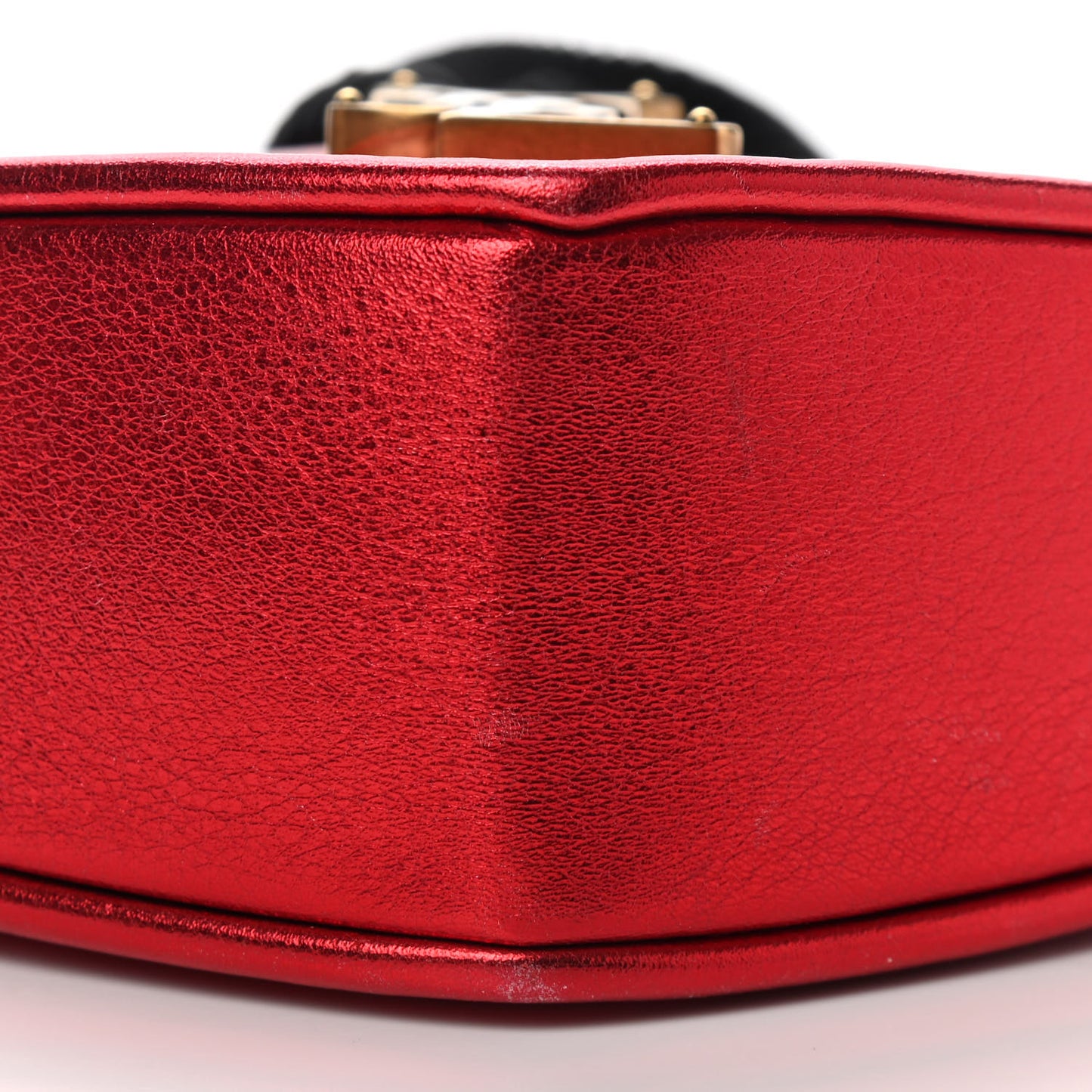 Metallic Calfskin Heart Clutch Rouge