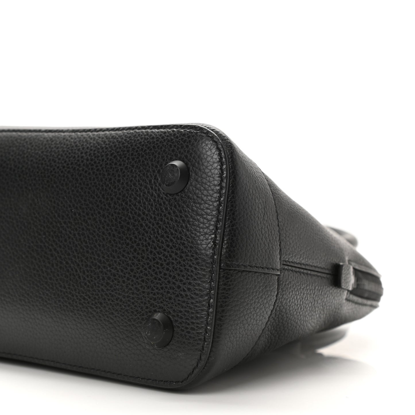 Supple Calfskin Rivet Small Ville Top Handle Bag Black