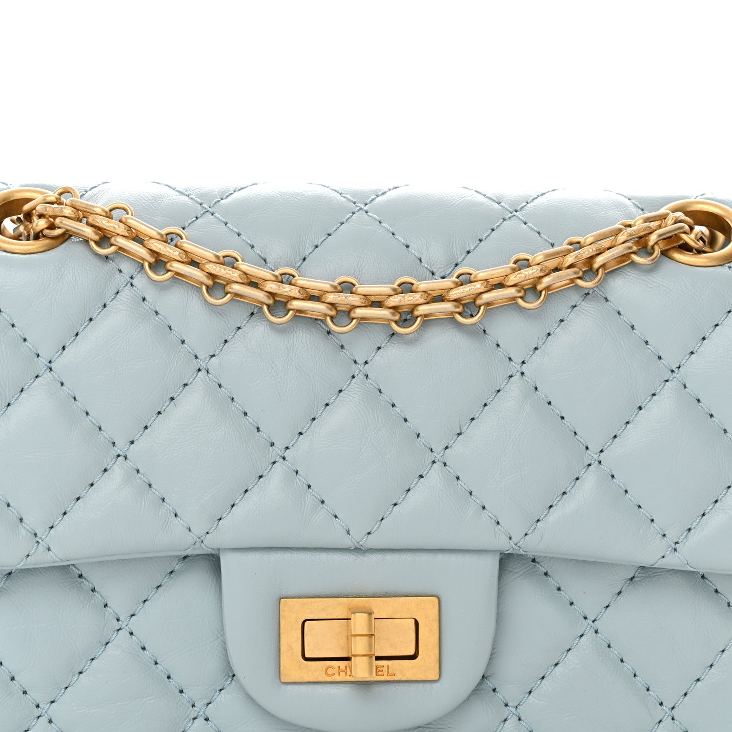 Chanel Aged Calfskin Quilted 2.55 Reissue Mini Flap Light Blue 8 of 11