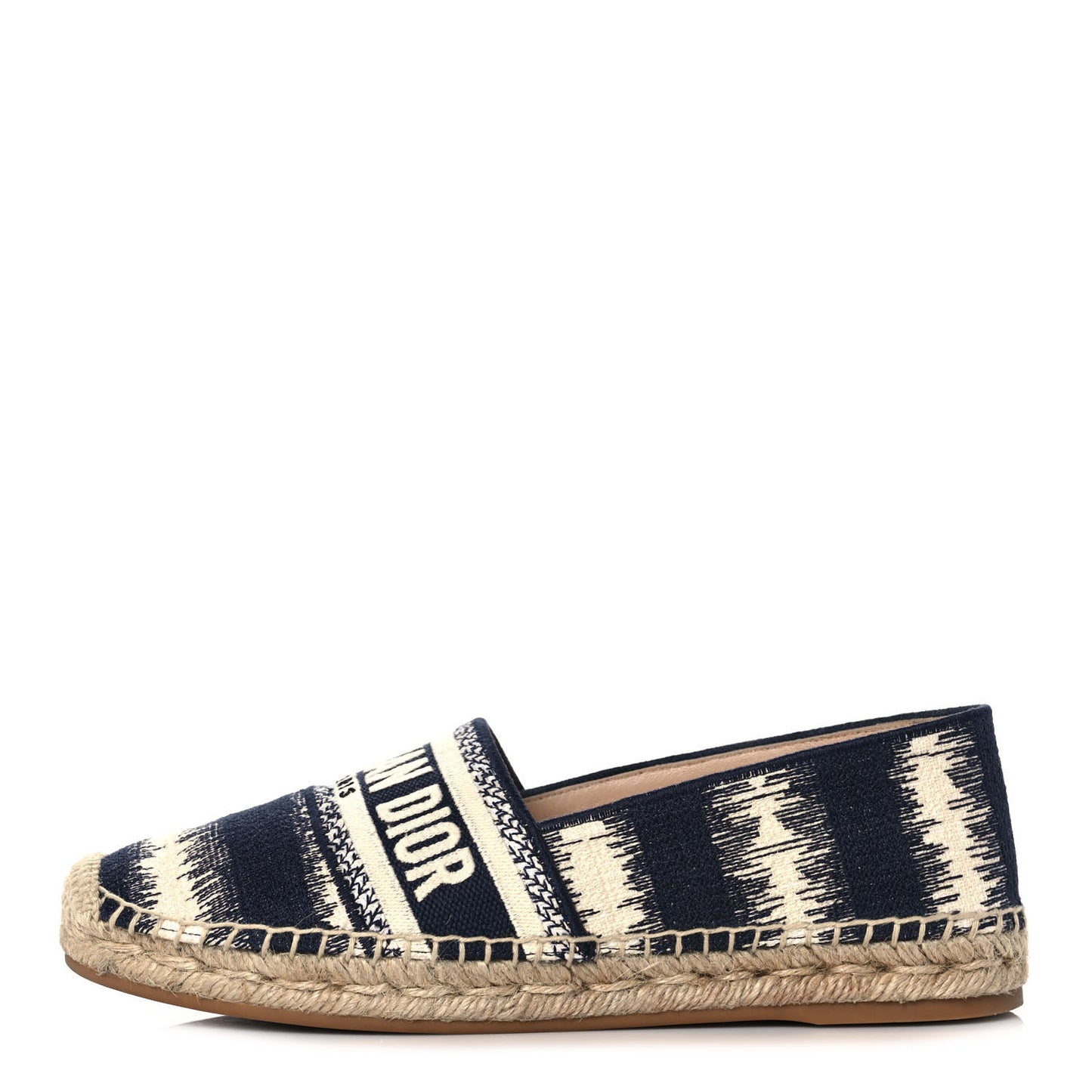 Cotton D-Stripes Embroidered Granville 15mm Espadrilles 37 Deep Blue