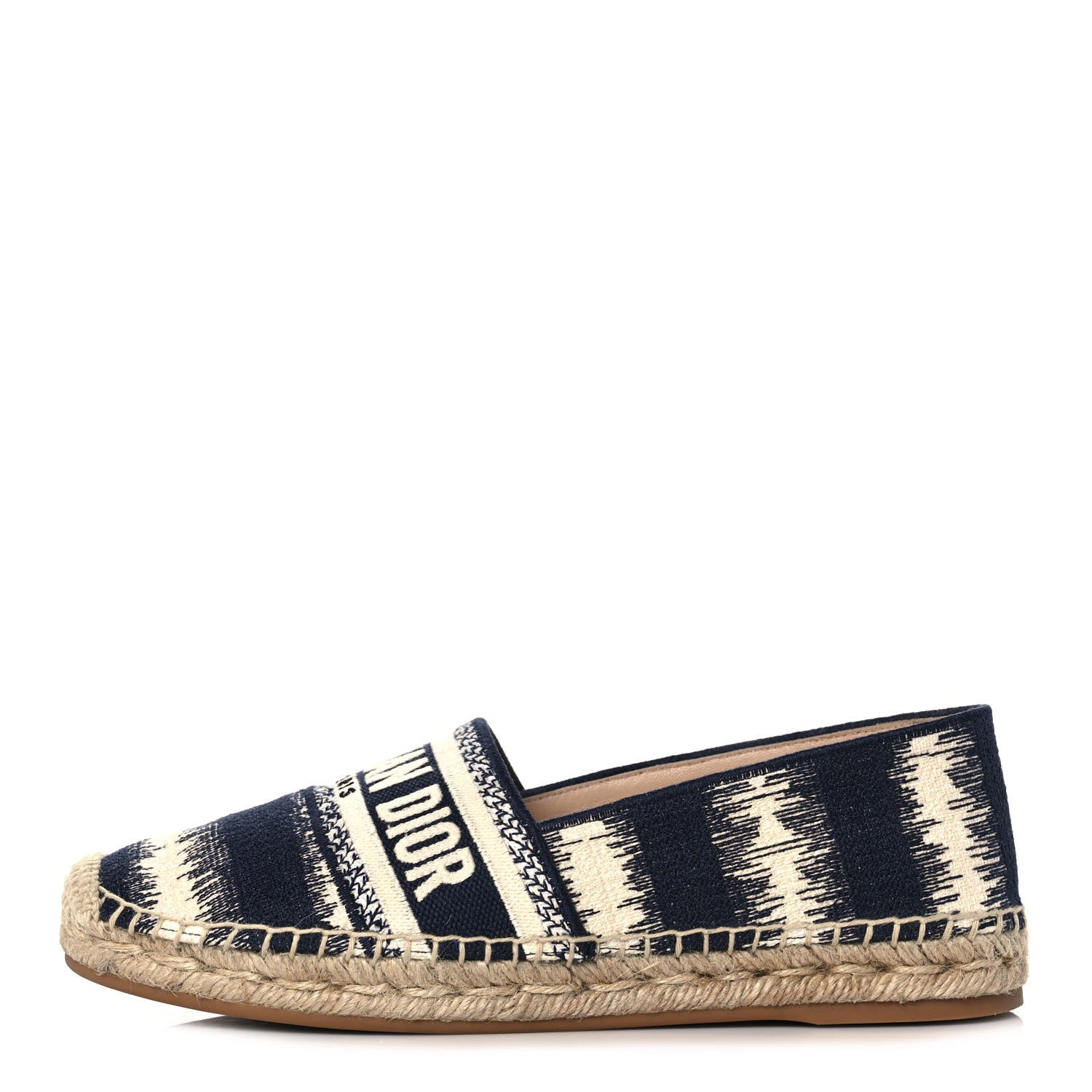 Christian Dior Cotton D-Stripes Embroidered Granville 15mm Espadrilles 37 Deep Blue 1 of 12