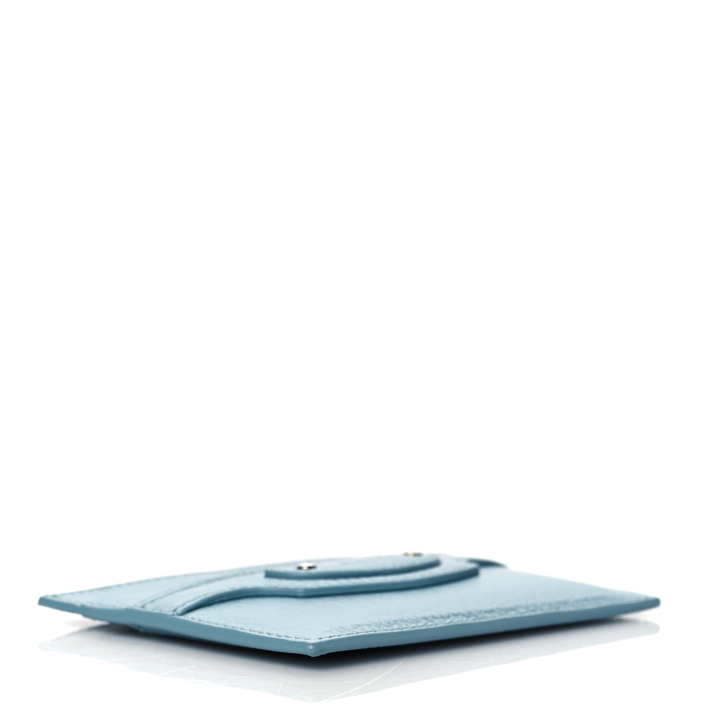 Grained Calfskin Neo Classic Silver Hardware City Card Holder Blue Grey