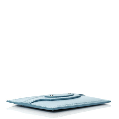 Balenciaga Grained Calfskin Neo Classic Silver Hardware City Card Holder Blue Grey 4 of 11