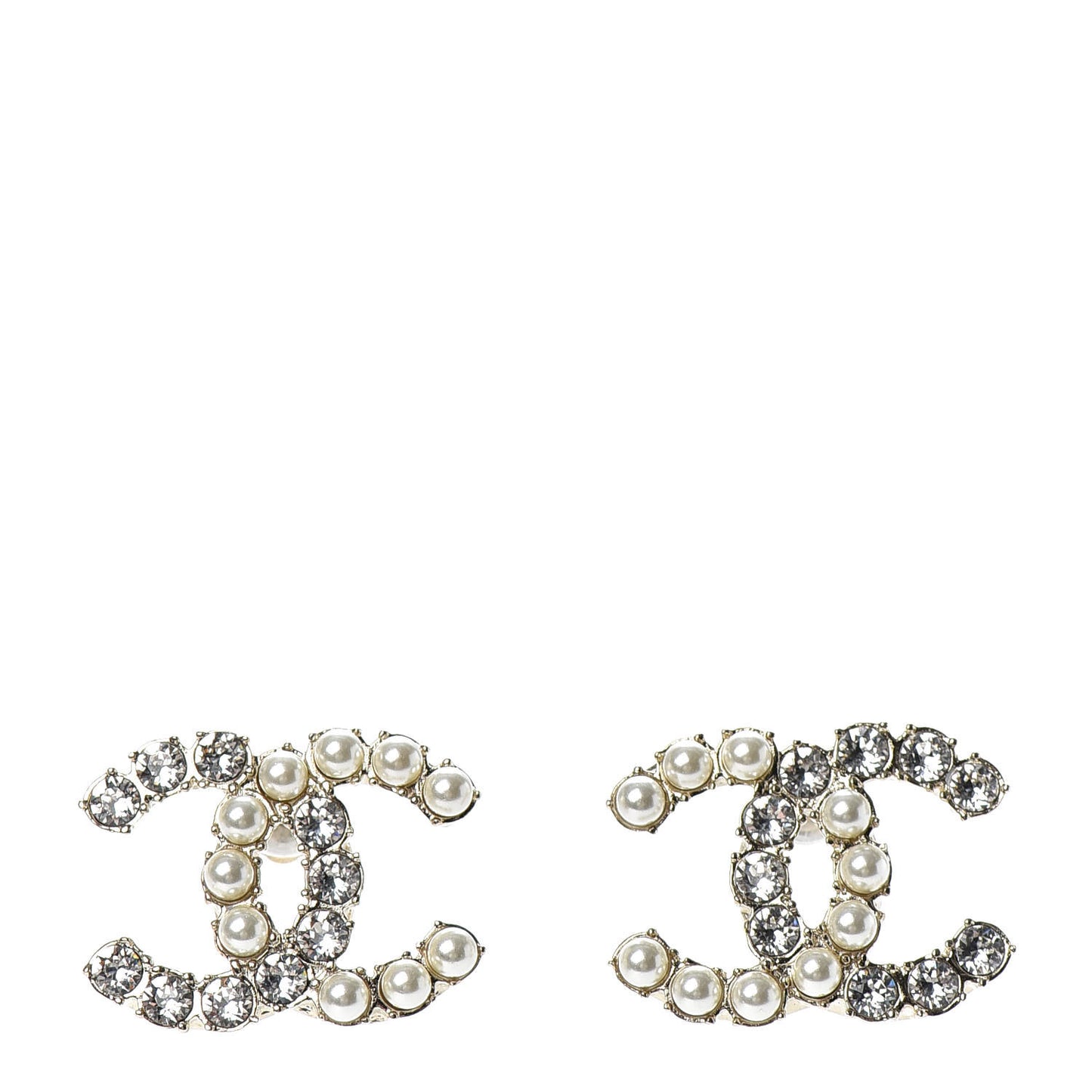 Crystal Pearl CC Dazzling Domino Earrings Gold