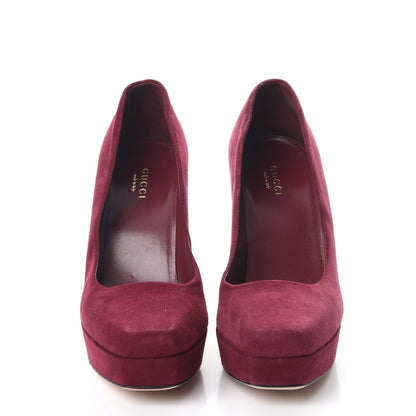 Gucci Suede Platform Pumps 36.5 Burgundy 2 of 11