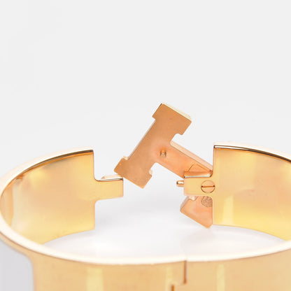 Hermes Enamel Wide Clic Clac H Bracelet GM White 4 of 5