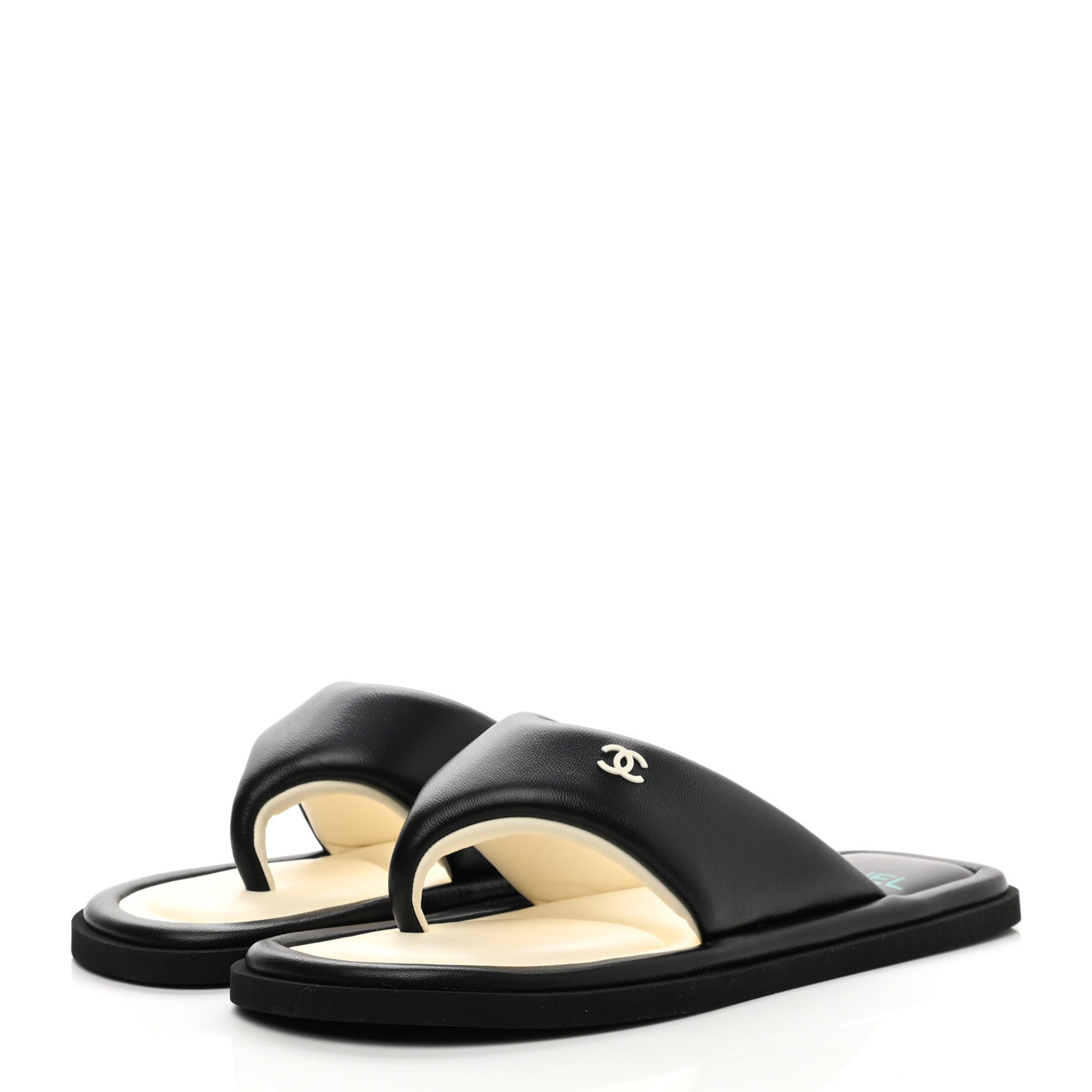 Chanel Lambskin Padded Pool Thong Sandals 40 Black 3 of 10