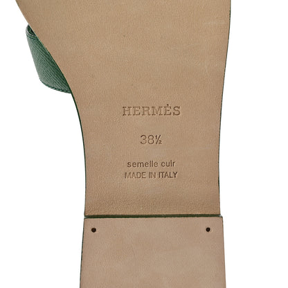 Hermes Epsom Oran Sandals 38.5 Vert Cactus 6 of 9