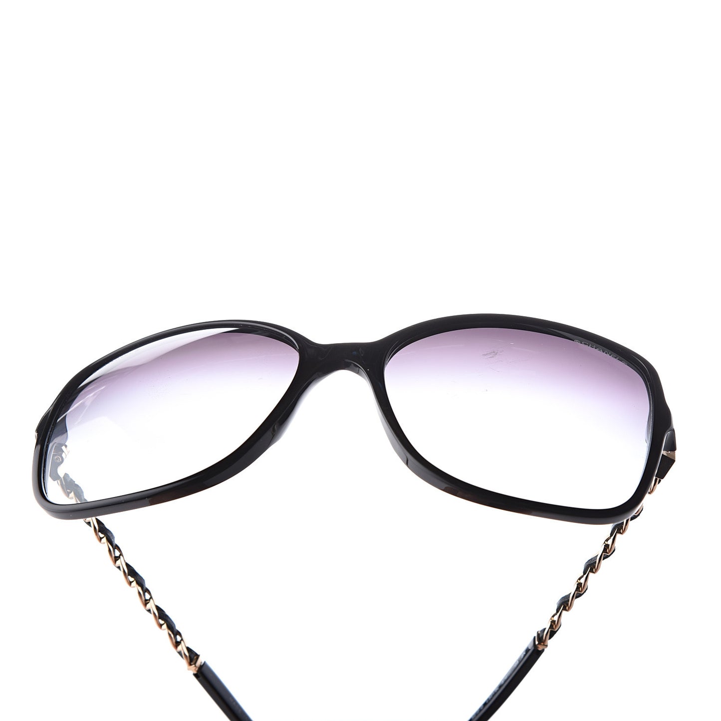 Lambskin Square Chain Sunglasses 5210-Q Black