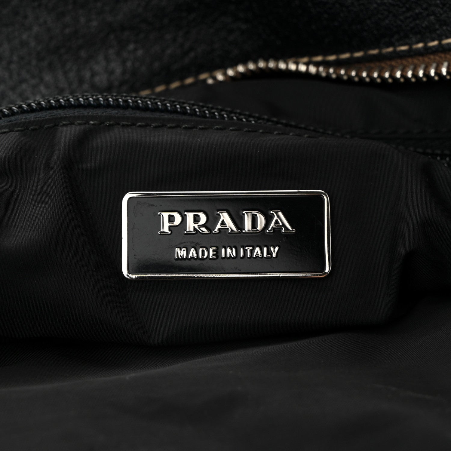 Prada Canvas Shoulder Bag Beige Black 6 of 10