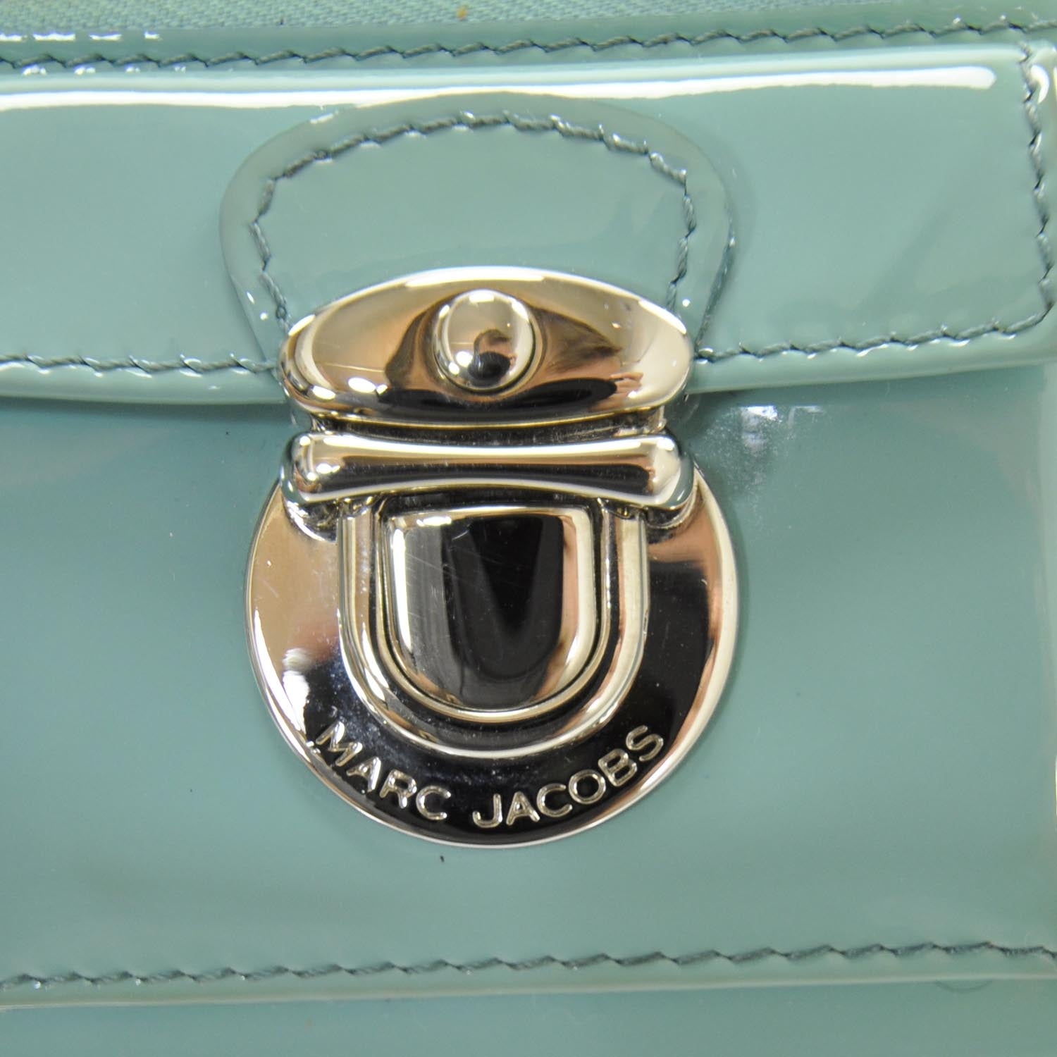 Marc Jacobs Patent Calfskin Zip Clutch Wallet Bright Blue 4 of 6