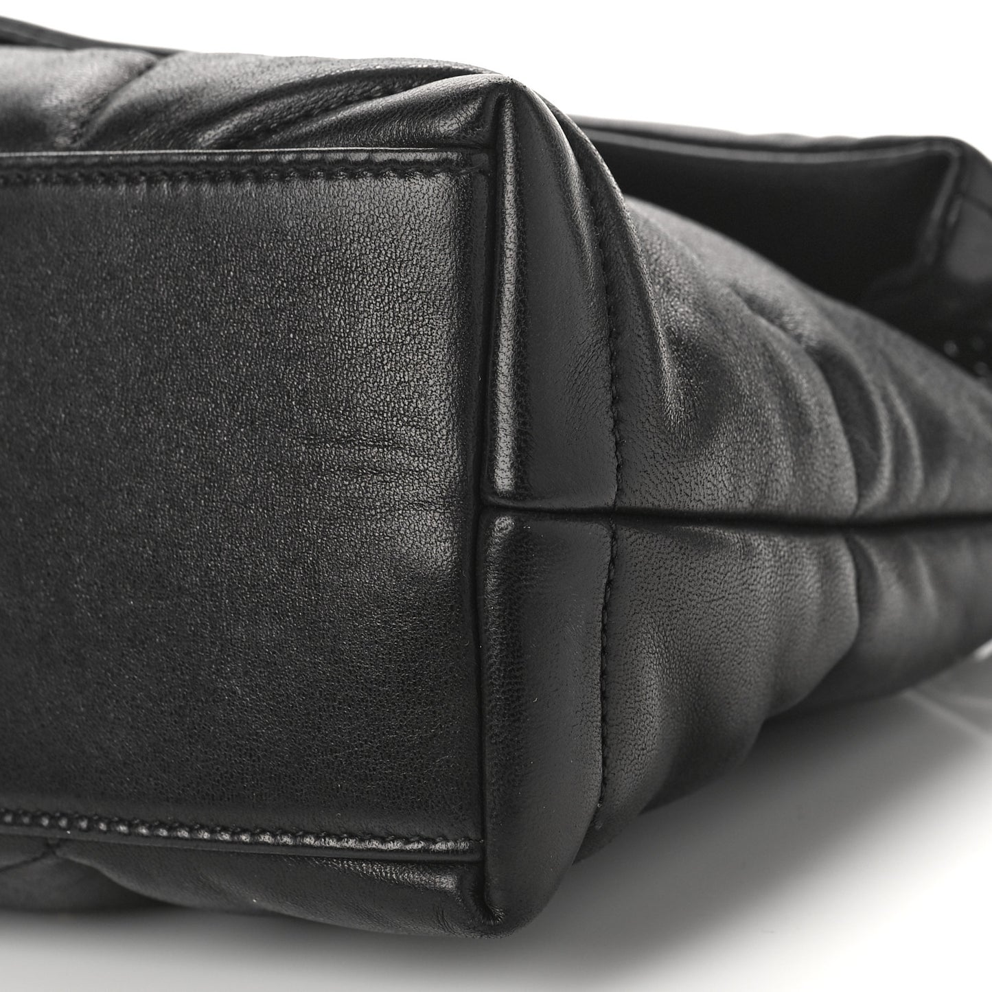 Lambskin Quilted Monogram Monochrome Small Loulou Puffer Chain Satchel Black