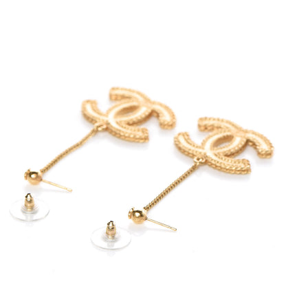 Chanel CC Drop Earrings Matte Gold 4 of 4