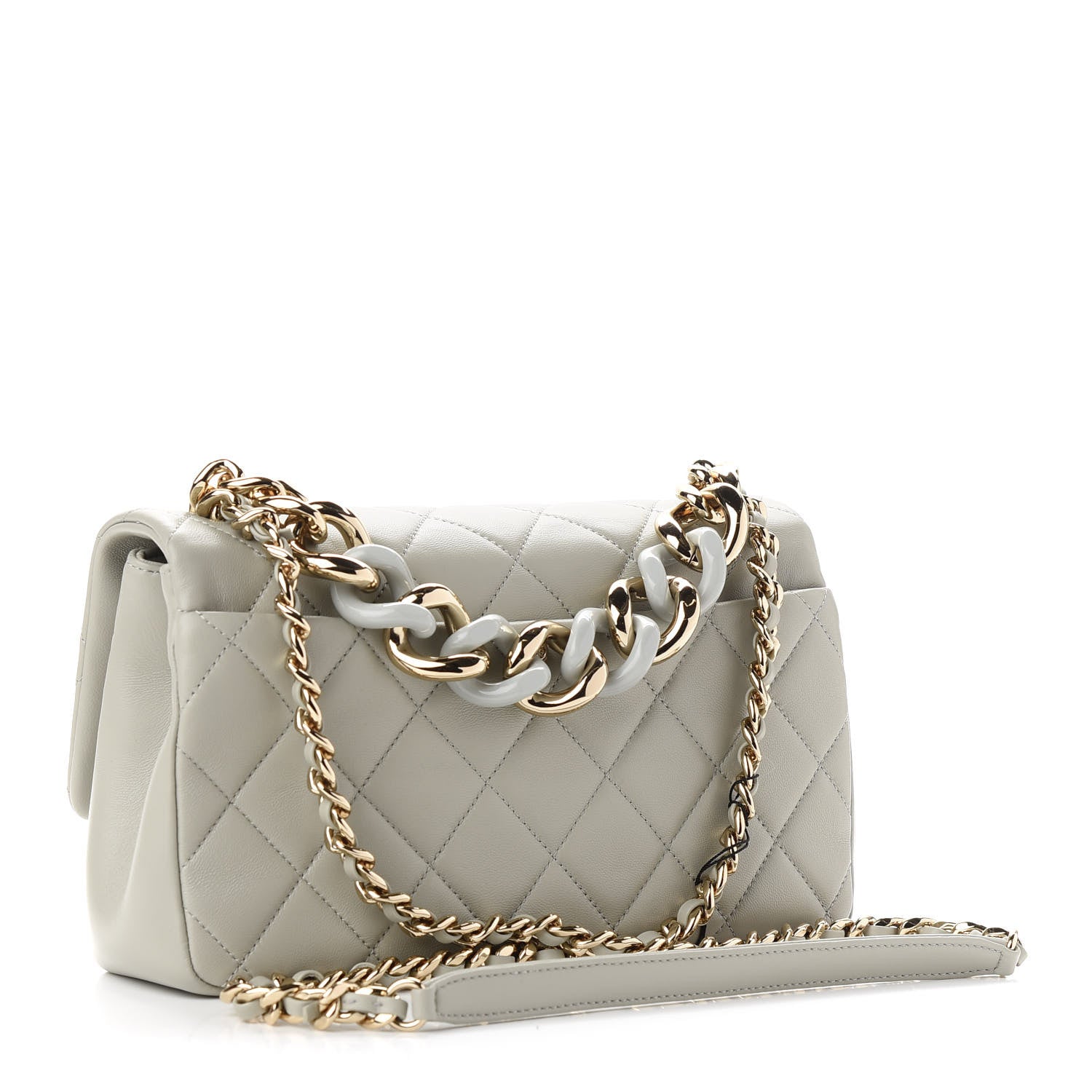 Chanel Lambskin Quilted Resin Bi-Color Chain Flap Bag Grey 3 of 9