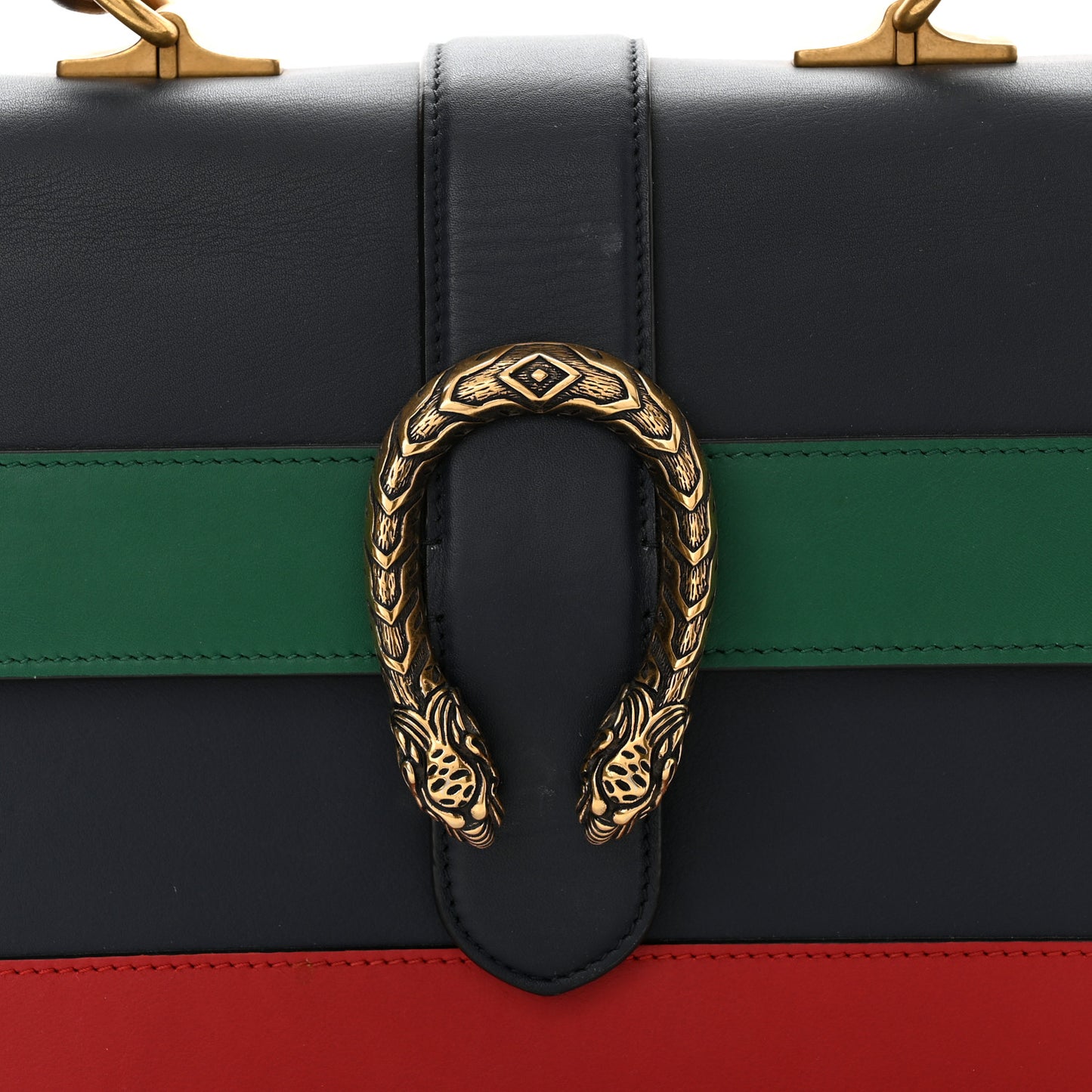 Moon Calfskin Bamboo Web Medium Dionysus Top Handle Bag Blue Emerald Hibiscus Red