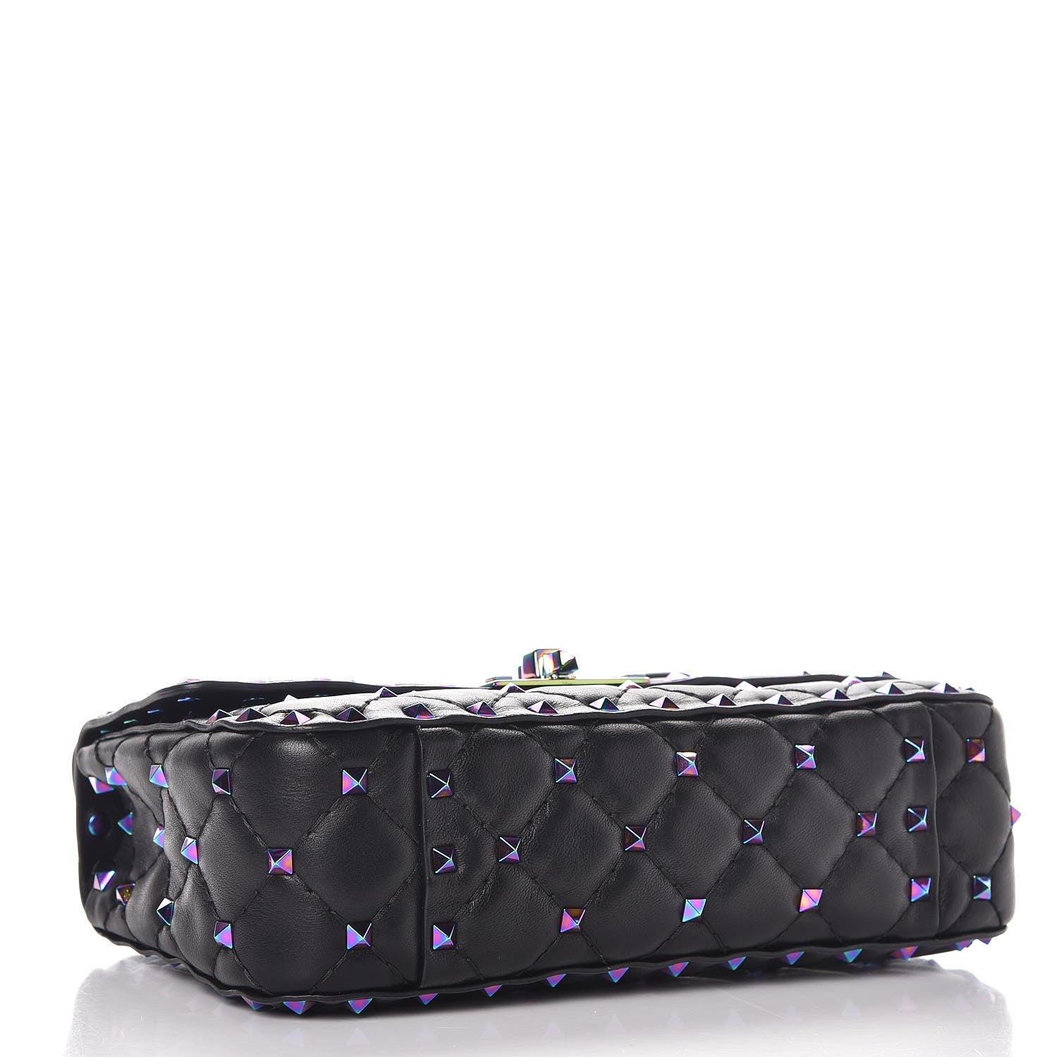 Valentino Garavani Lambskin Oil Slick Small Rockstud Spike Shoulder Bag Black 4 of 8