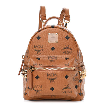 MCM Visetos Side Stud X-Mini Stark Bebe Boo Backpack Cognac 1 of 4