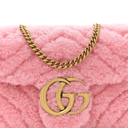 Gucci Shearling Matelasse Super Mini GG Marmont Shoulder Bag Lotus Pink 8 of 11