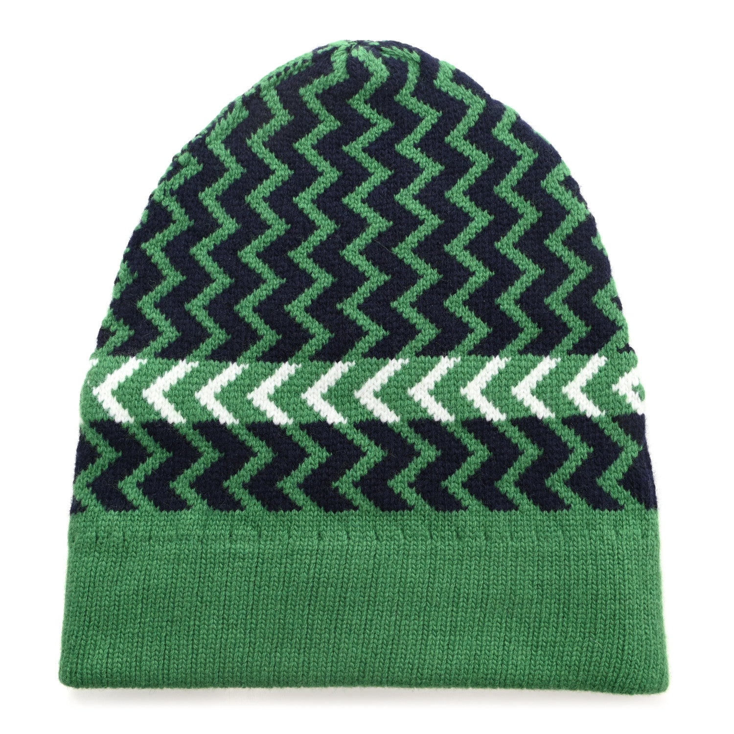 Gucci Wool Tricot Zaggede Beanie Hat M Grass Green Blue 1 of 6
