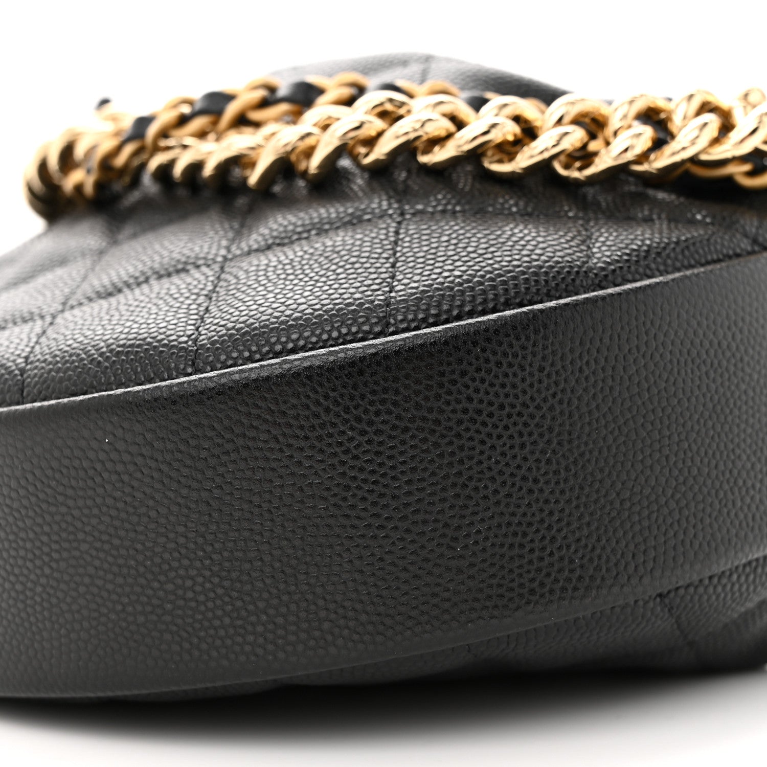 Chanel Shiny Caviar Quilted Bow Pouch Hobo Black 10 of 11
