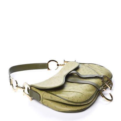 Christian Dior Ostrich Double Saddle Bag Green 3 of 9