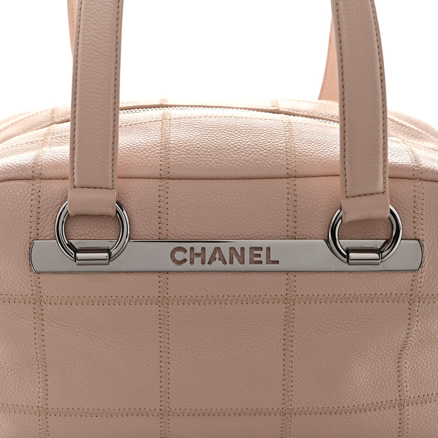 Chanel Caviar Square Stitched Bowler Pink 8 of 11