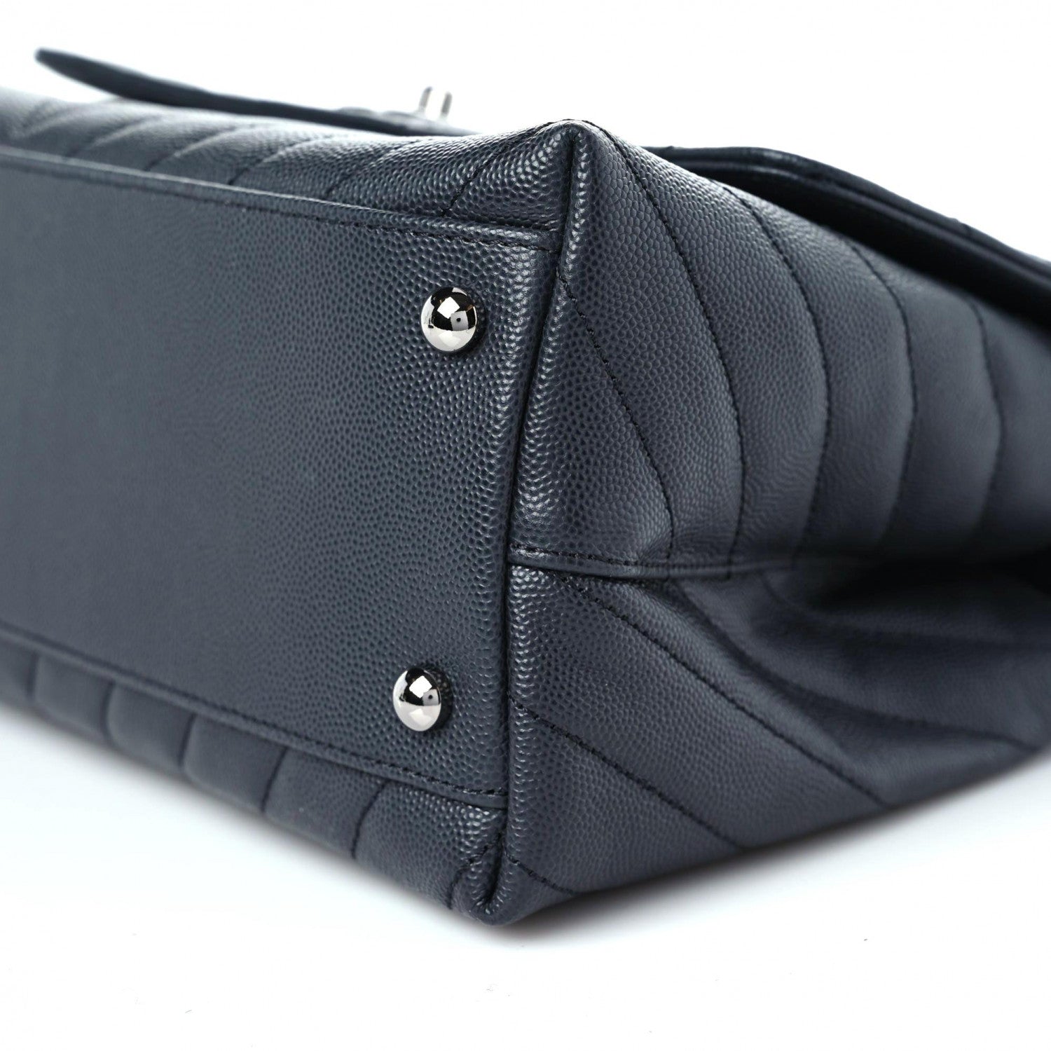 Chanel Caviar Chevron Quilted Small Coco Handle Flap Dark Grey 8 of 9