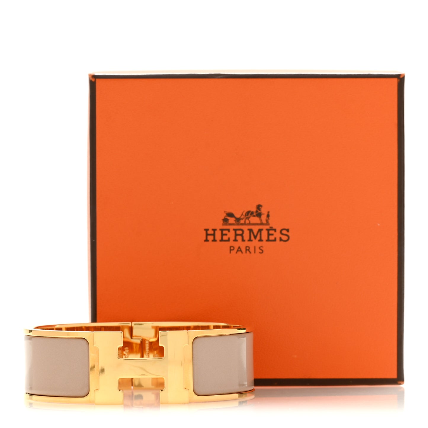 Enamel Wide Clic Clac H Bracelet GM Marron Glace