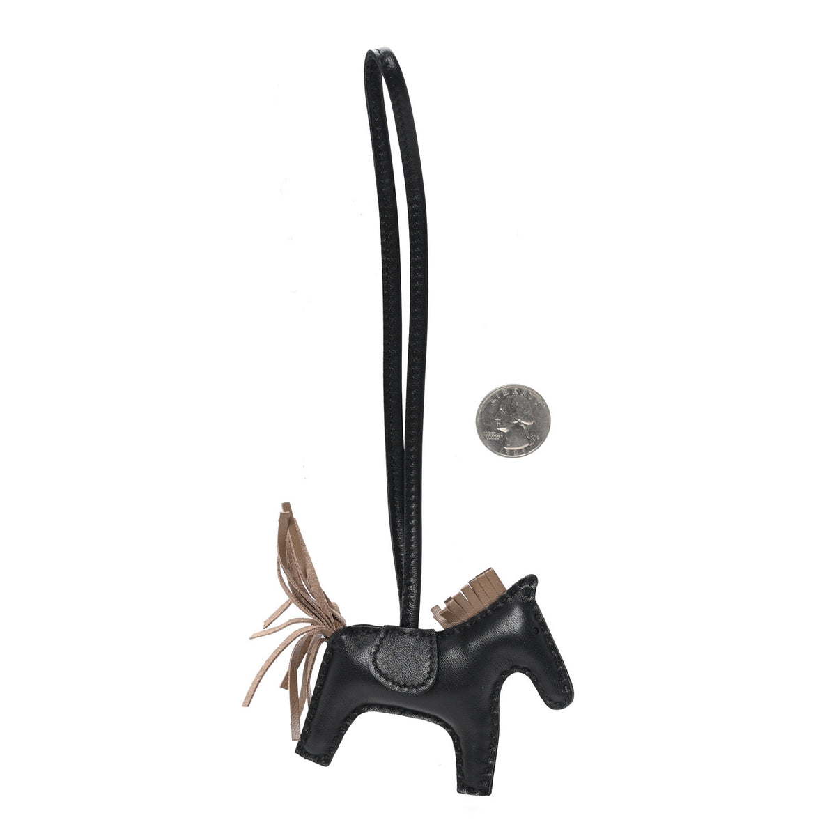 Milo Lambskin Grigri Rodeo Horse Bag Charm PM Black Etoupe