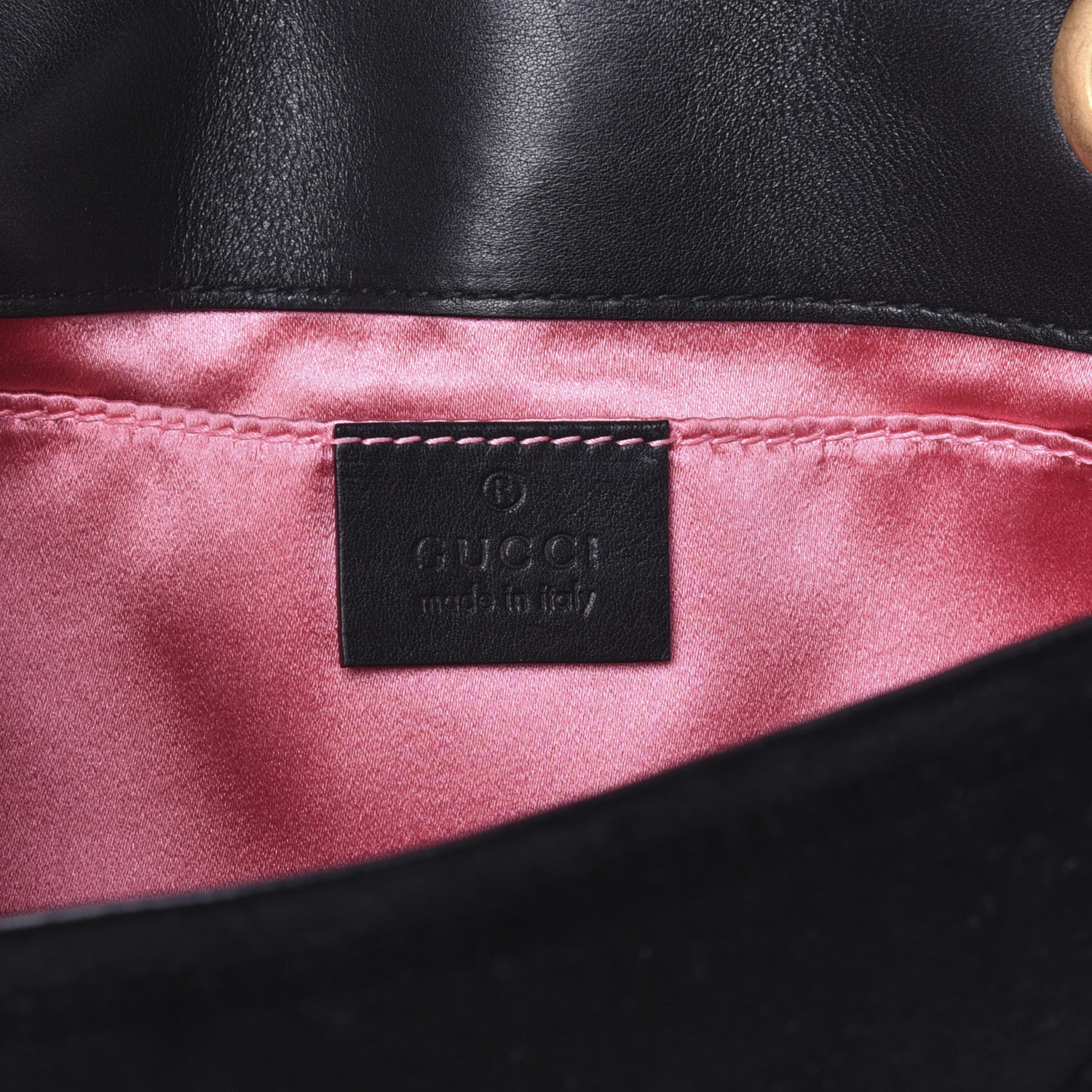 Gucci Velvet Matelasse Mini GG Marmont Shoulder Bag Black 8 of 14