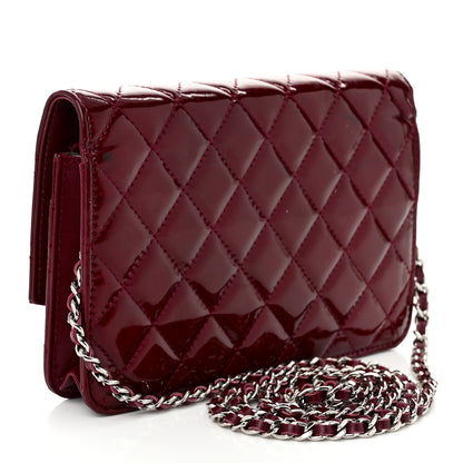 Chanel Patent Quilted Brilliant Wallet On Chain WOC Dark Burgundy 3 of 12