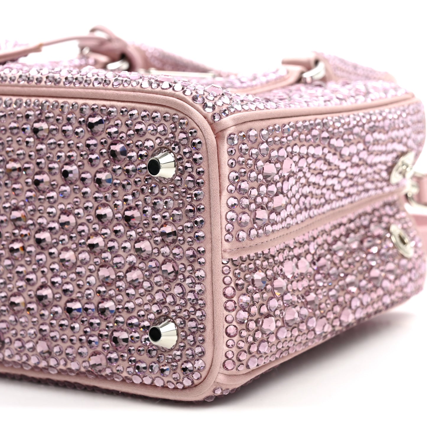 Satin Crystal Mini Galleria Double Zip Tote Alabastro