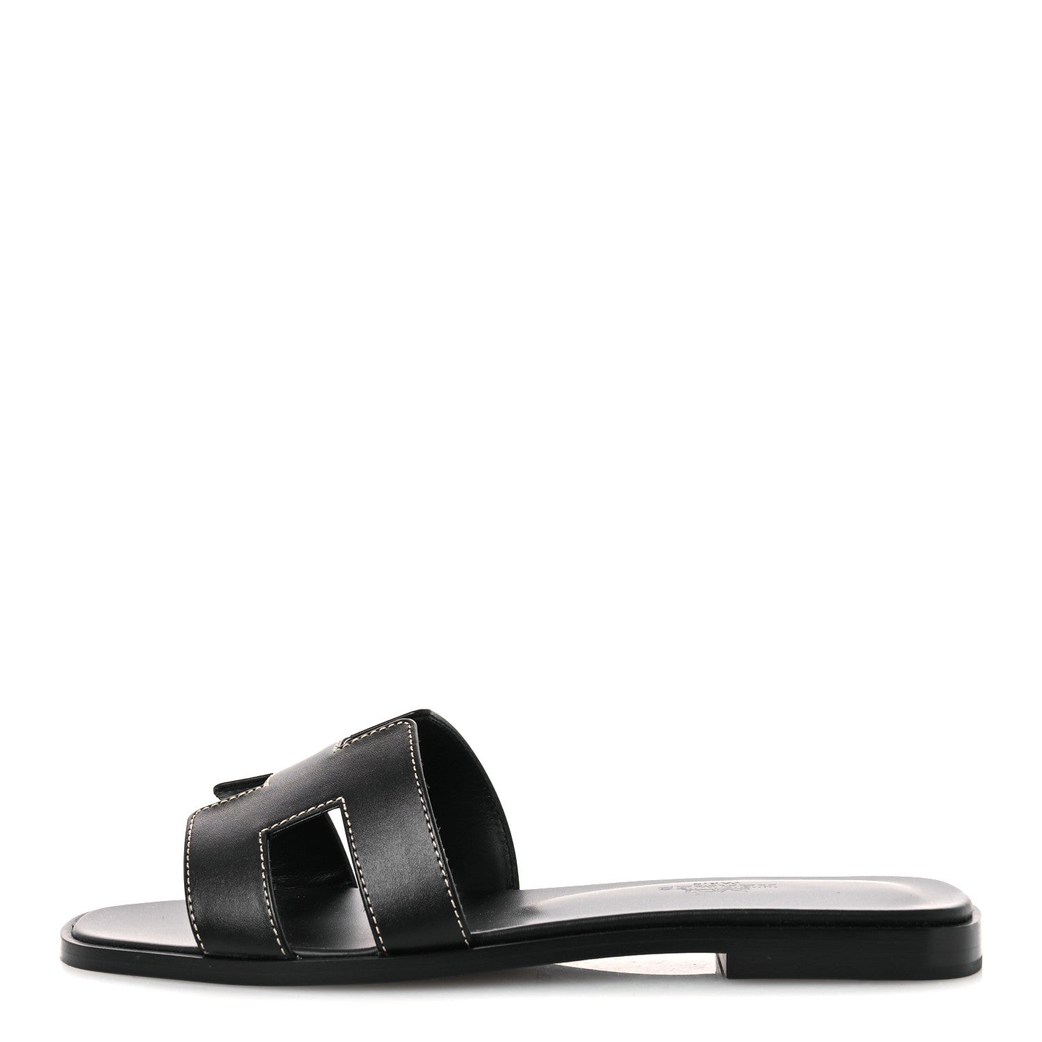 Hermes Box Calfskin Oran Sandals 36 Black 1 of 11