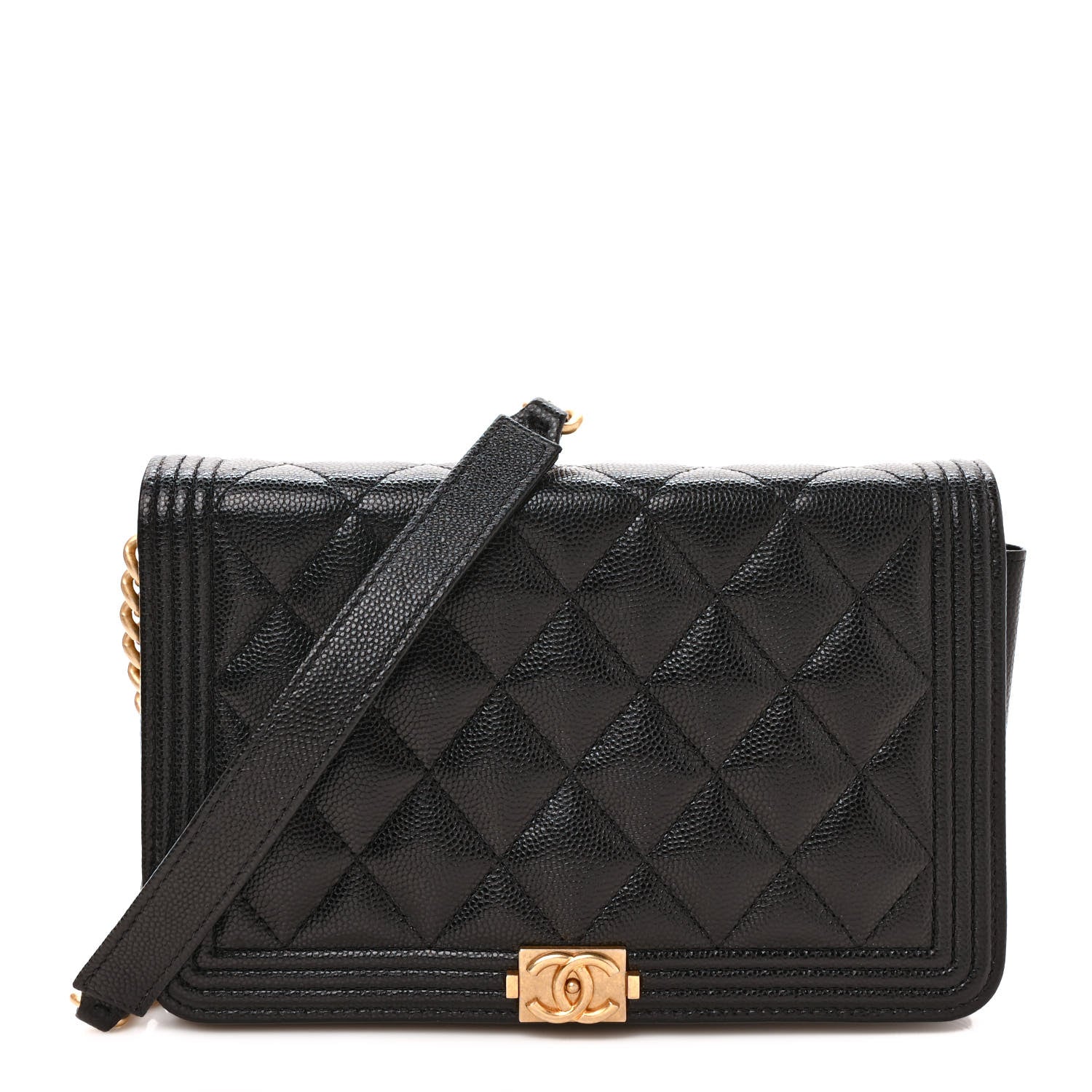 Chanel Caviar Quilted Boy Wallet On Chain WOC Black 1 of 10
