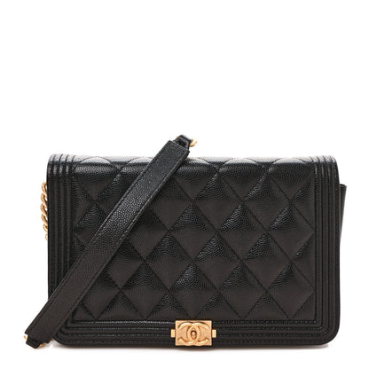 Chanel Caviar Quilted Boy Wallet On Chain WOC Black 1 of 10